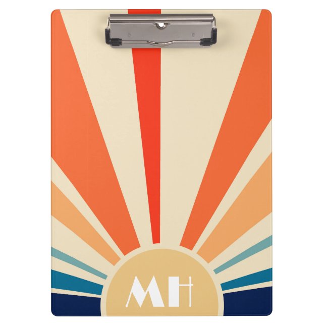 Carpeta De Pinza Retro 70 Starburst Sunrise Stripes Monograma (Anverso)