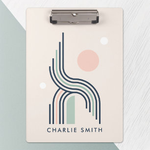 Carpeta De Pinza Retro abstract geometric art lines arches circles