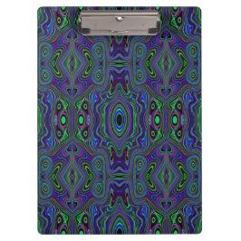 Carpeta De Pinza Retro Azul Real y Verde Lima Abstracto Psicodélico