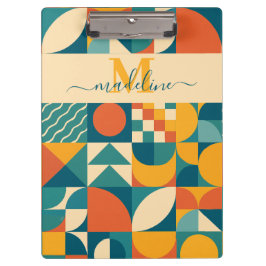 Carpeta De Pinza Retro Geométrico Personalizado
