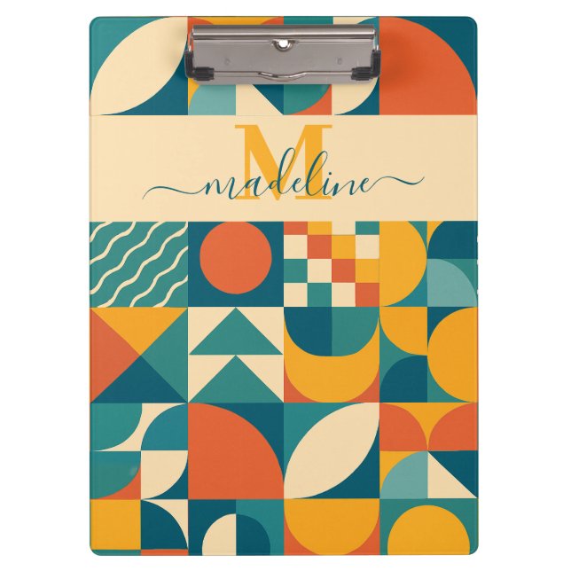 Carpeta De Pinza Retro Geométrico Personalizado (Anverso)