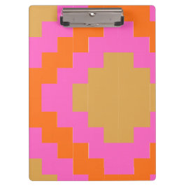 Carpeta De Pinza Retro Groovy Rosa Naranja Geométrico