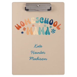 Carpeta De Pinza Retro Homeschool Mamá Personalizada