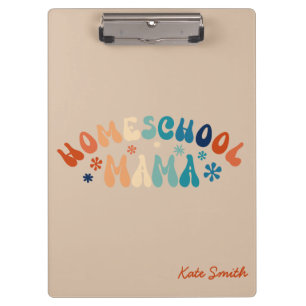 Carpeta De Pinza Retro Homeschool Mamá Personalizada