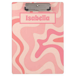 Carpeta De Pinza Retro Líquido Swirl Resumen Rosa Personalizado