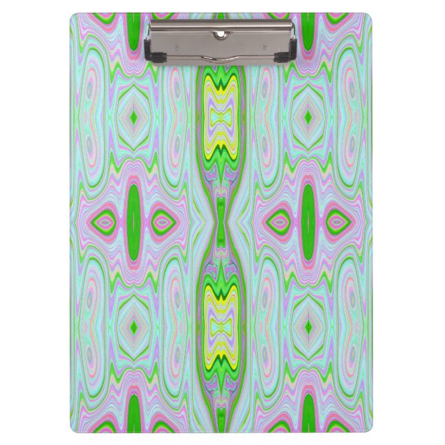 Carpeta De Pinza Retro Resumen Rosa, Lime Green y Aqua Pattern (Anverso)