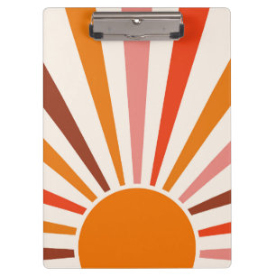 Carpeta De Pinza Retro Sun Rays Naranja de la puesta de sol rojo am