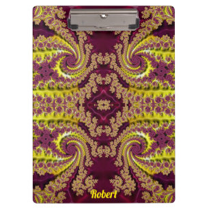 Carpeta De Pinza ROBERT ~ Maroon y diseño amarillo original
