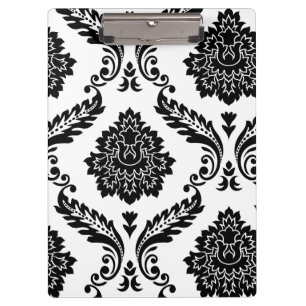 Carpeta De Pinza Rococo Damask Patrón Grande Desplazado Negro sobre
