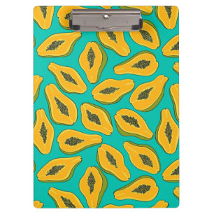 Carpeta De Pinza Rodajas de papaya sobre turquesa