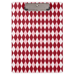 Carpeta De Pinza Rojo Argyle Crimson Forma de Diamante Pequeño Rosa