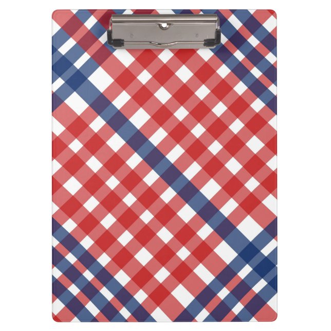 Carpeta De Pinza Rojo blanco y azul Gingham Plaid (Anverso)