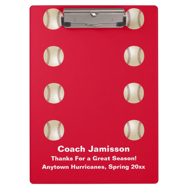 Carpeta De Pinza Rojo, Gracias Equipo De Béisbol, Nombre, (Anverso)