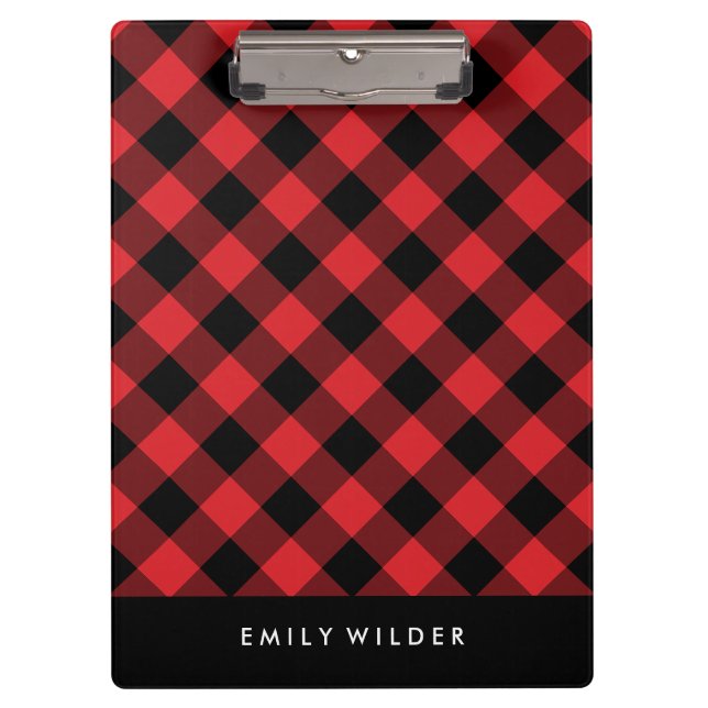 Carpeta De Pinza Rojo y negro | Monograma Personalizado (Anverso)