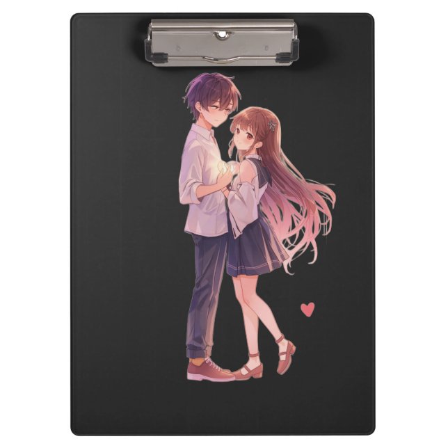 Carpeta De Pinza Romantic Anime Couple - Cute Aesthetic Lovers Art  (Anverso)