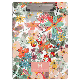 Carpeta De Pinza Romántico Floral suave durazno verde rosa Clásico