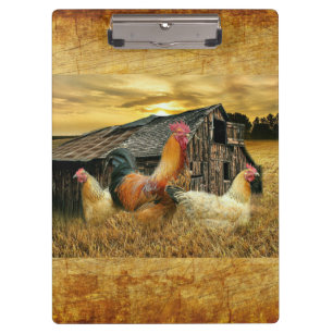 Carpeta De Pinza Rooster Vintage Hens Rustic Barn Coop