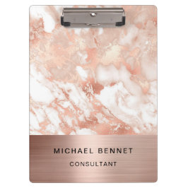 Carpeta De Pinza Rosa Consultor de Mármol Metalizado