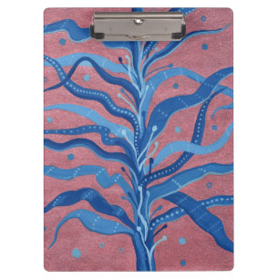 Carpeta De Pinza Rosa De Algas Azules Taupe Subacuático Abstracto F