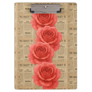 Carpeta De Pinza Rosa de época sobre papel antiguo