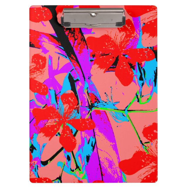 Carpeta De Pinza rosa de flor retro (Anverso)