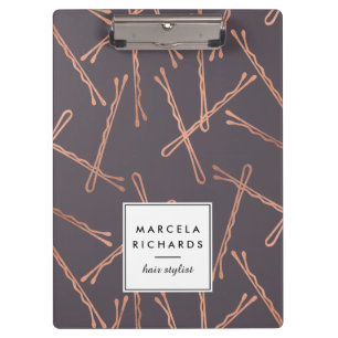 Carpeta De Pinza Rosa de moda Bobby Pins Salón Gray