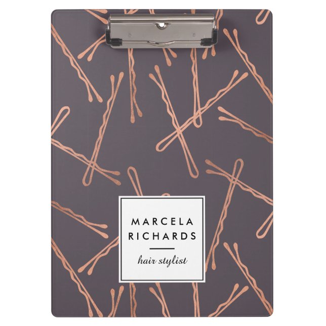 Carpeta De Pinza Rosa de moda Bobby Pins Salón Gray (Anverso)