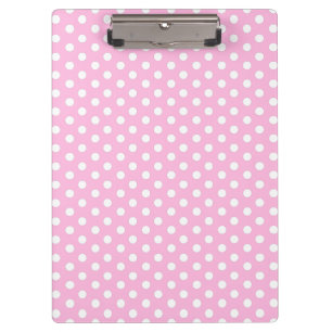 Carpeta De Pinza Rosa de puntos Polka agrega tu nombre y portapapel