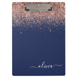 Carpeta De Pinza Rosa Dorado Azul Marino Brillo Rosa Monograma