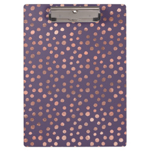 Carpeta De Pinza Rosa Dorado Glamuroso con Hojas y Puntos de Arte L