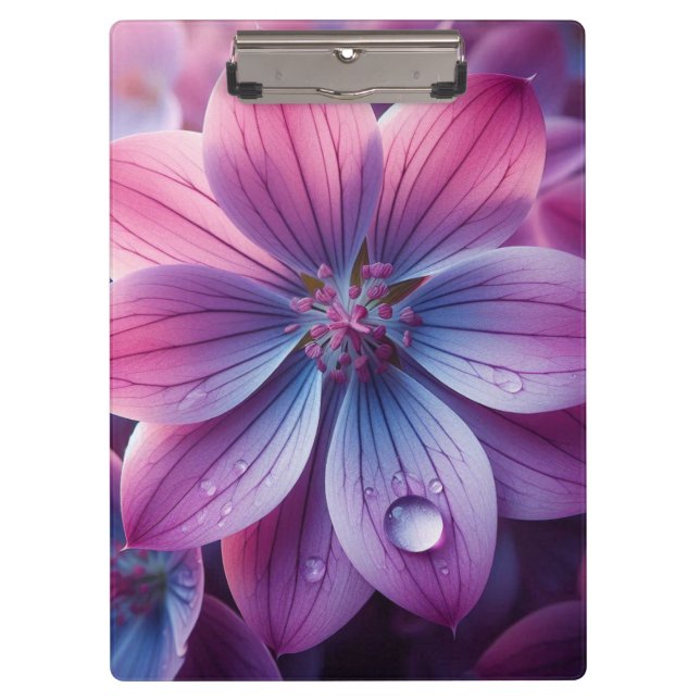 Carpeta De Pinza Rosa floral y Lilac púrpura (Anverso)