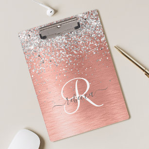 Carpeta De Pinza Rosa Gold Bonito Girly Silver Purpurina Sparkly