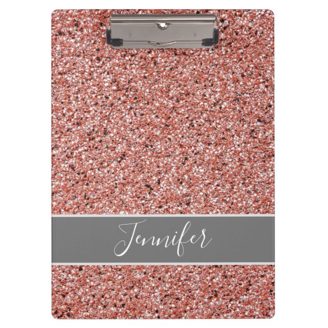 Carpeta De Pinza Rosa moderno Purpurina de oro Sparkle Personalizad (Anverso)