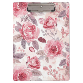 Carpeta De Pinza Rosa Peonía Rosa Floral Acuarela Jardín