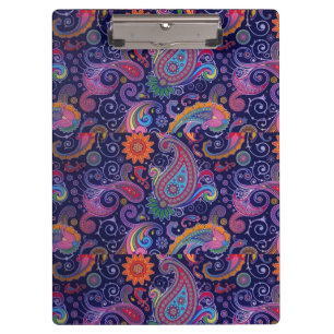 Carpeta De Pinza Rosa púrpura paisley
