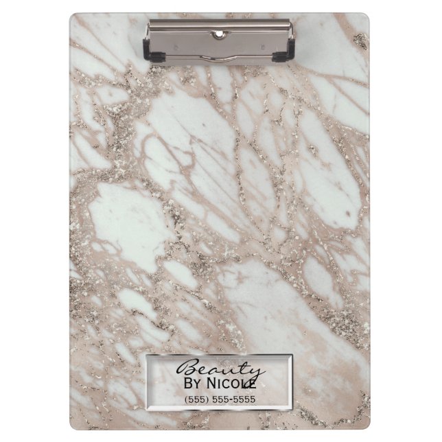 Carpeta De Pinza Rosa Purpurina de oro Glam Marble Personalizado mo (Anverso)