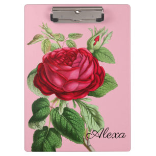 Carpeta De Pinza Rosa roja vintage con tu nombre