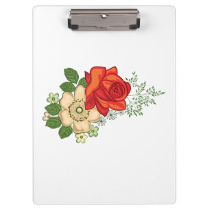 Carpeta De Pinza Rosa Roja y Margaritas