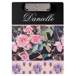 Carpeta De Pinza Rosa Rosa Pink Watercolor Vintage Personalizable