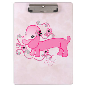 Carpeta De Pinza ~ rosado lindo del Dachshund