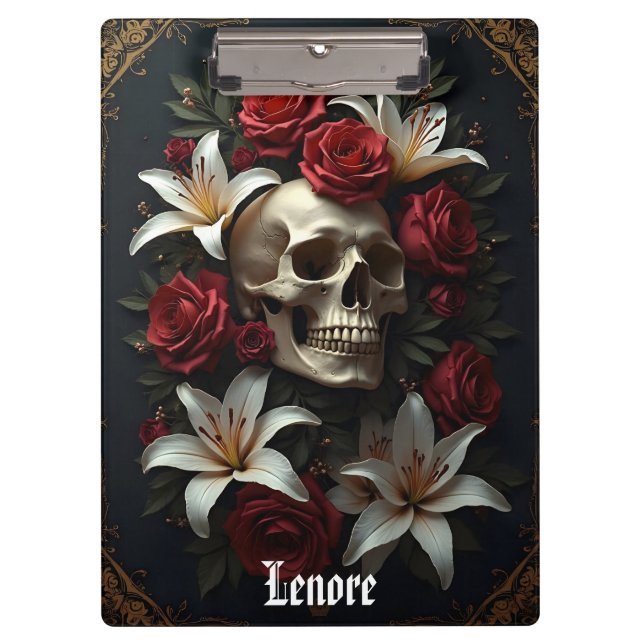 Carpeta De Pinza Rosas de cráneo y lirios (Anverso)