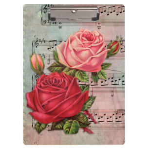Carpeta De Pinza Rosas de época y notas musicales