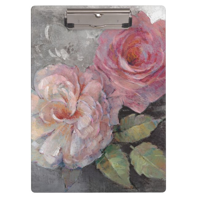 Carpeta De Pinza Rosas en gris (Anverso)