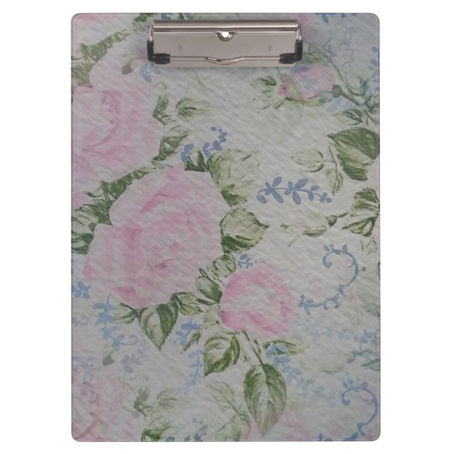 Carpeta De Pinza Rosas Florales Rosa Vintage (Anverso)