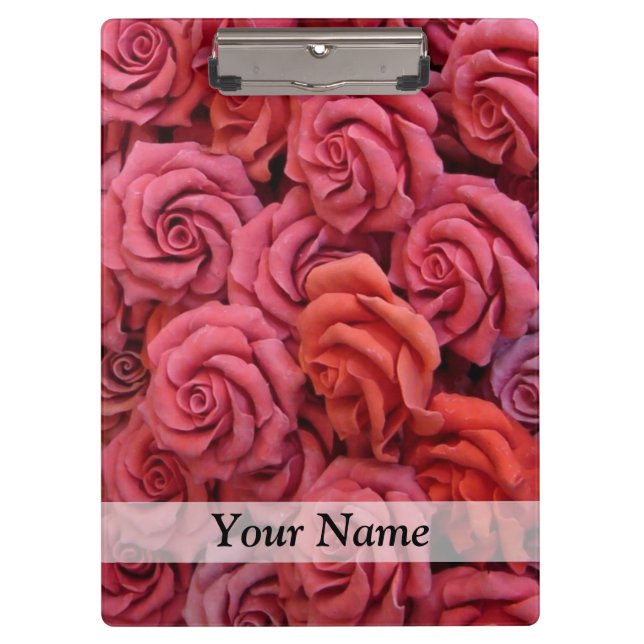 Carpeta De Pinza Rosas florales rosas (Anverso)
