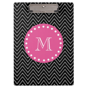 Carpeta De Pinza Rosas fuertes, Chevron blanco y negro el su