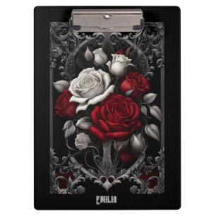 Carpeta De Pinza Rosas góticos en marco ornado