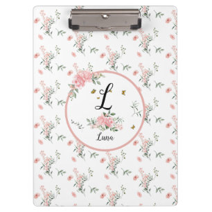 Carpeta De Pinza Rosas rosadas elegantes acuarela con mariposas