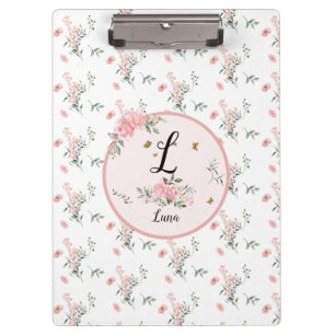 Carpeta De Pinza Rosas rosadas elegantes en acuarela con mariposas