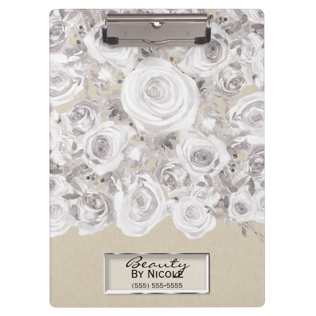 Carpeta De Pinza Rosas Rústicas Blancas De Invierno Kraft Chic Desg (Anverso)